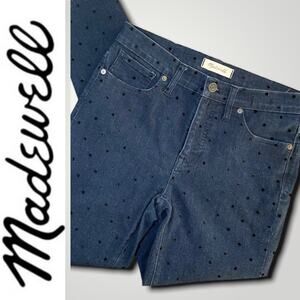 Madewell High-Rise Polka Dot Skinny Denim Jeans Size 28 Blue Black Dots